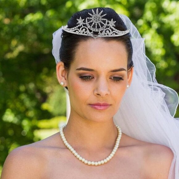 Star Moon Crystal Hair Band Bridal Headband Rhinestone Wedding Accessory main image 4
